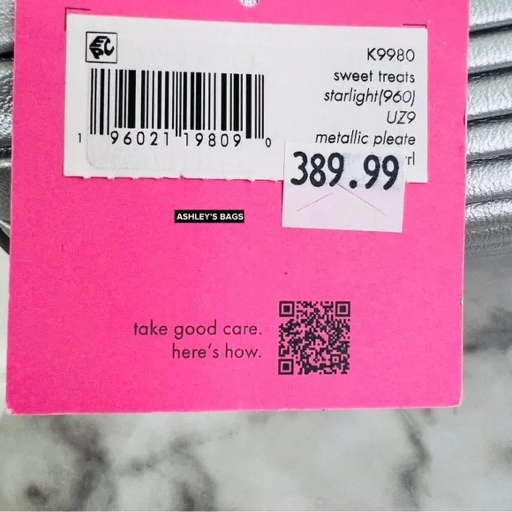 Kate Spade Sweet Treats Festive Pleated Small Barrel Bag In Starlight Silver